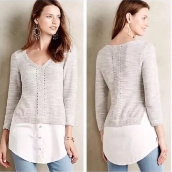 Anthro Moth Layered Aselin Pullover Knit Sweater - Picture 1 of 8